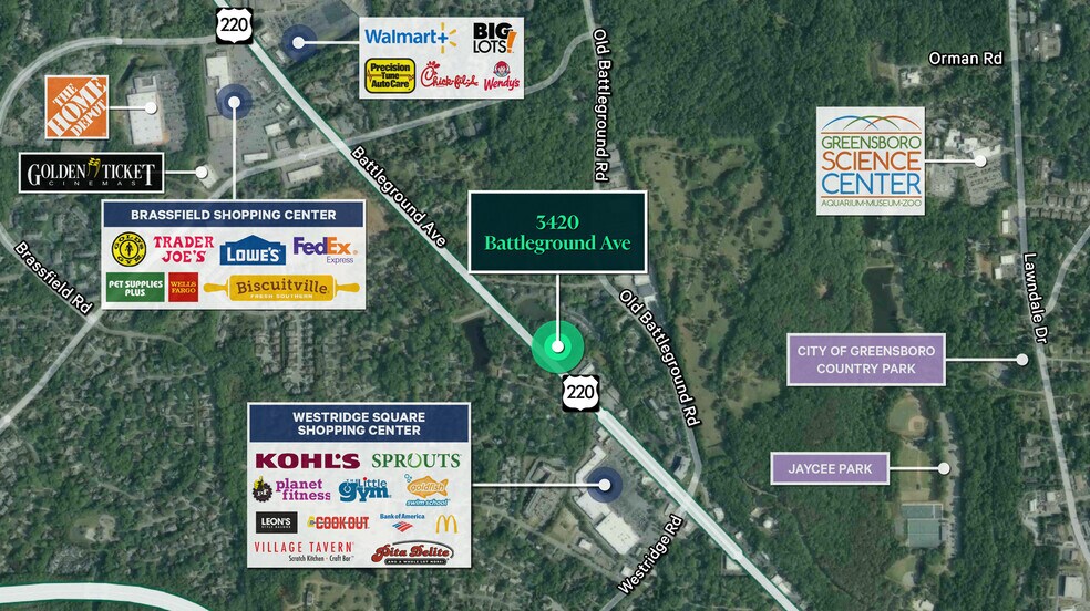 3420 & 3422 Battleground Ave, Greensboro, NC à vendre - Photo du bâtiment - Image 1 de 4