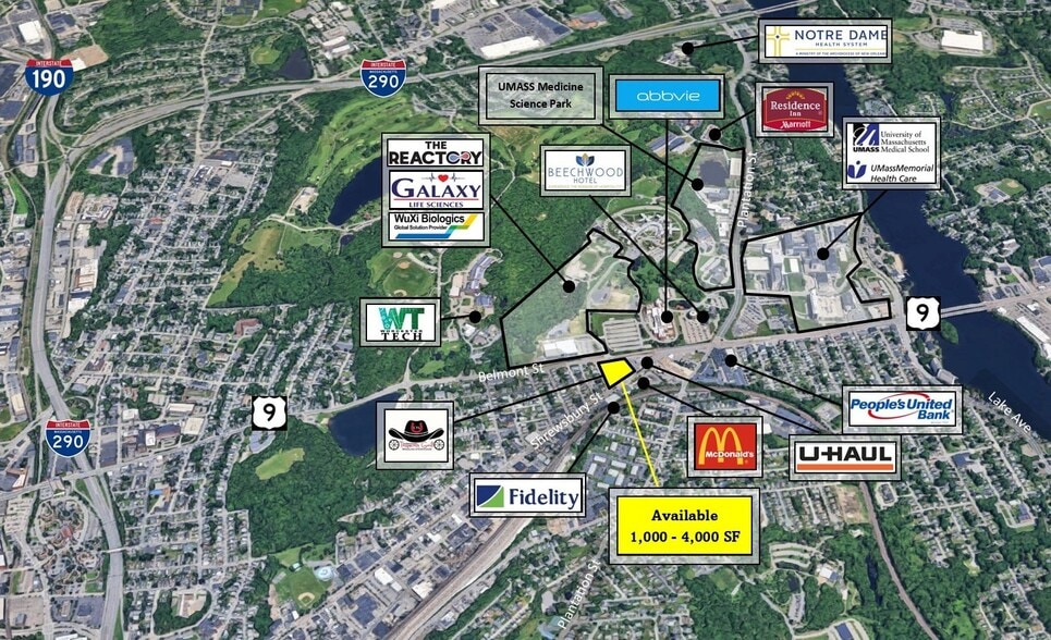 490 Shrewsbury St, Worcester, MA à louer - Aérien - Image 2 de 15