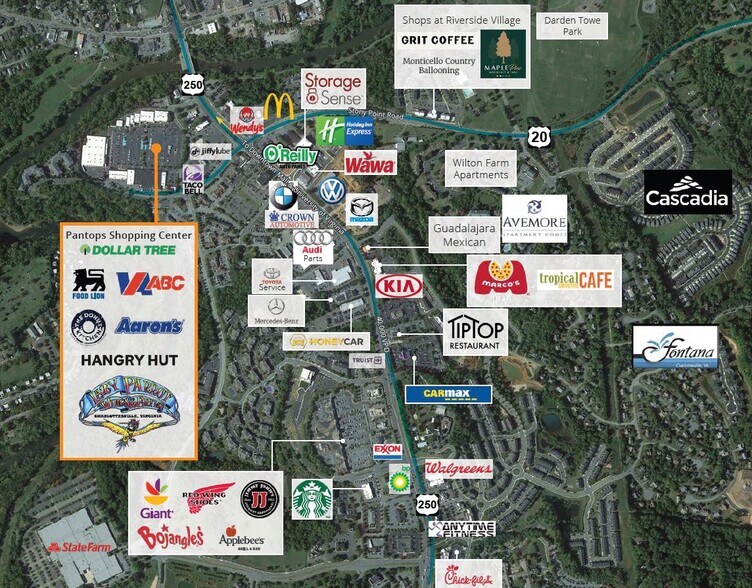 540-592 Pantops Ctr, Charlottesville, VA à louer - Aérien - Image 2 de 2