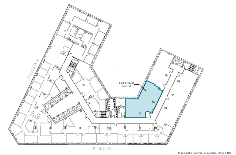 1400-1422 Euclid Ave, Cleveland, OH à louer Plan d’étage- Image 1 de 1