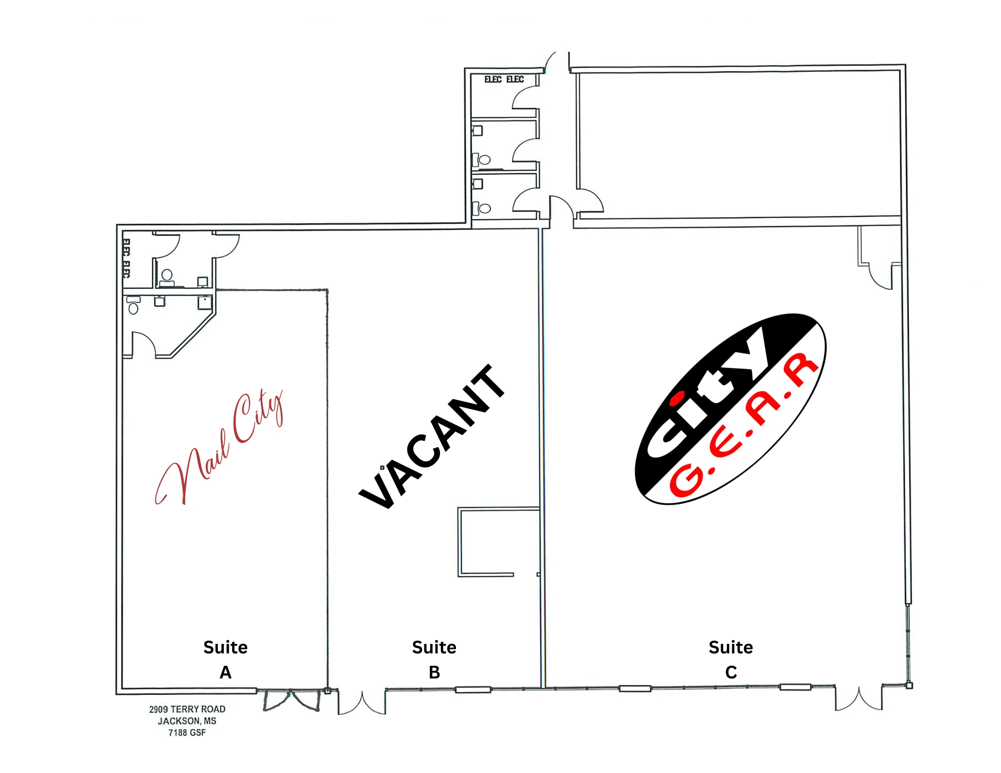 2909 Terry Rd, Jackson, MS à louer Plan d’étage- Image 1 de 1