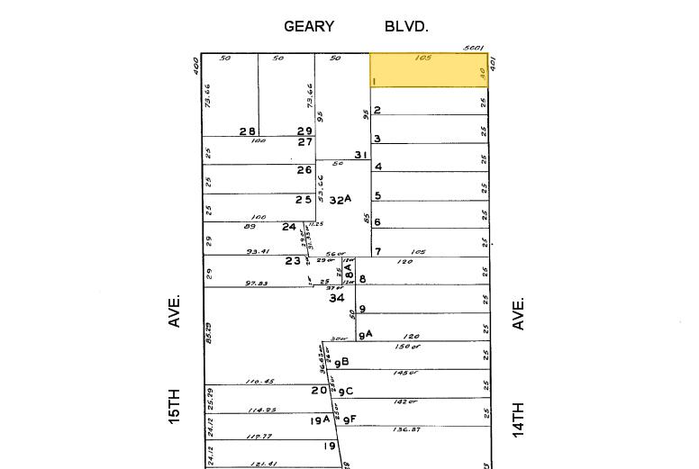 5001 Geary Blvd, San Francisco, CA à vendre - Plan cadastral - Image 1 de 1