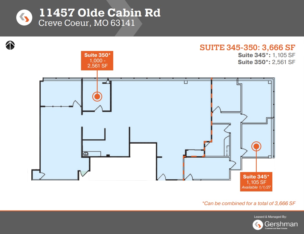 11457 Olde Cabin Rd, Creve Coeur, MO à louer Plan d’étage- Image 1 de 1