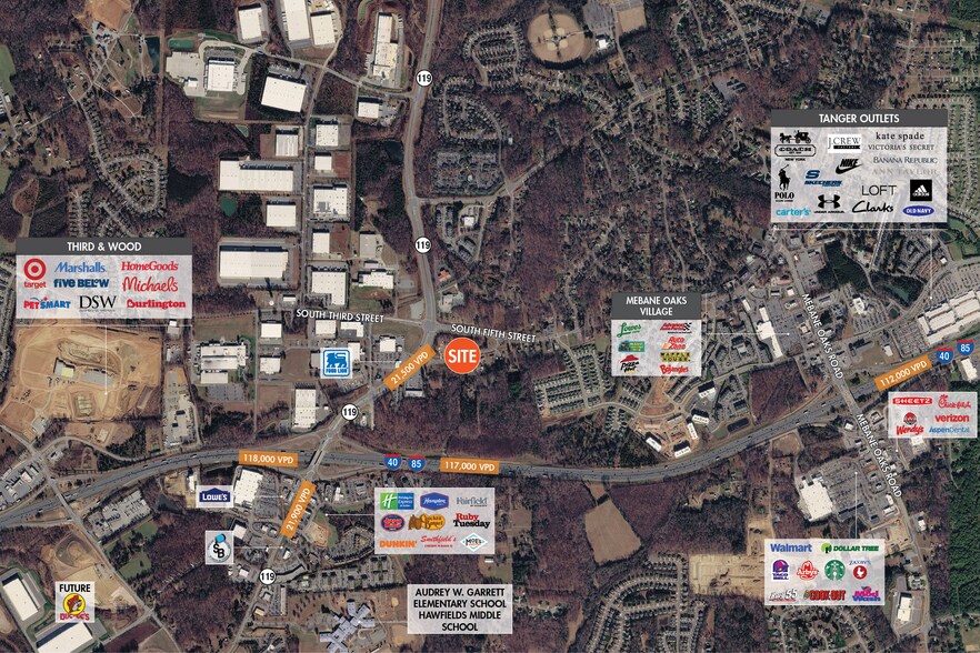 1218-1234 South Fifth Street, Mebane, NC à louer - Aérien - Image 2 de 2