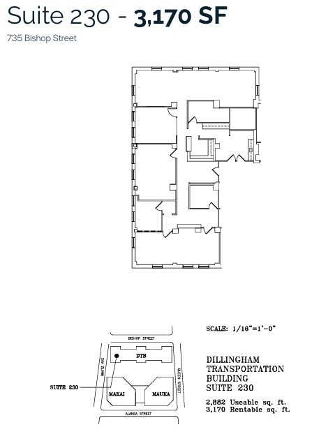 733 Bishop St, Honolulu, HI à louer Plan d’étage- Image 1 de 1