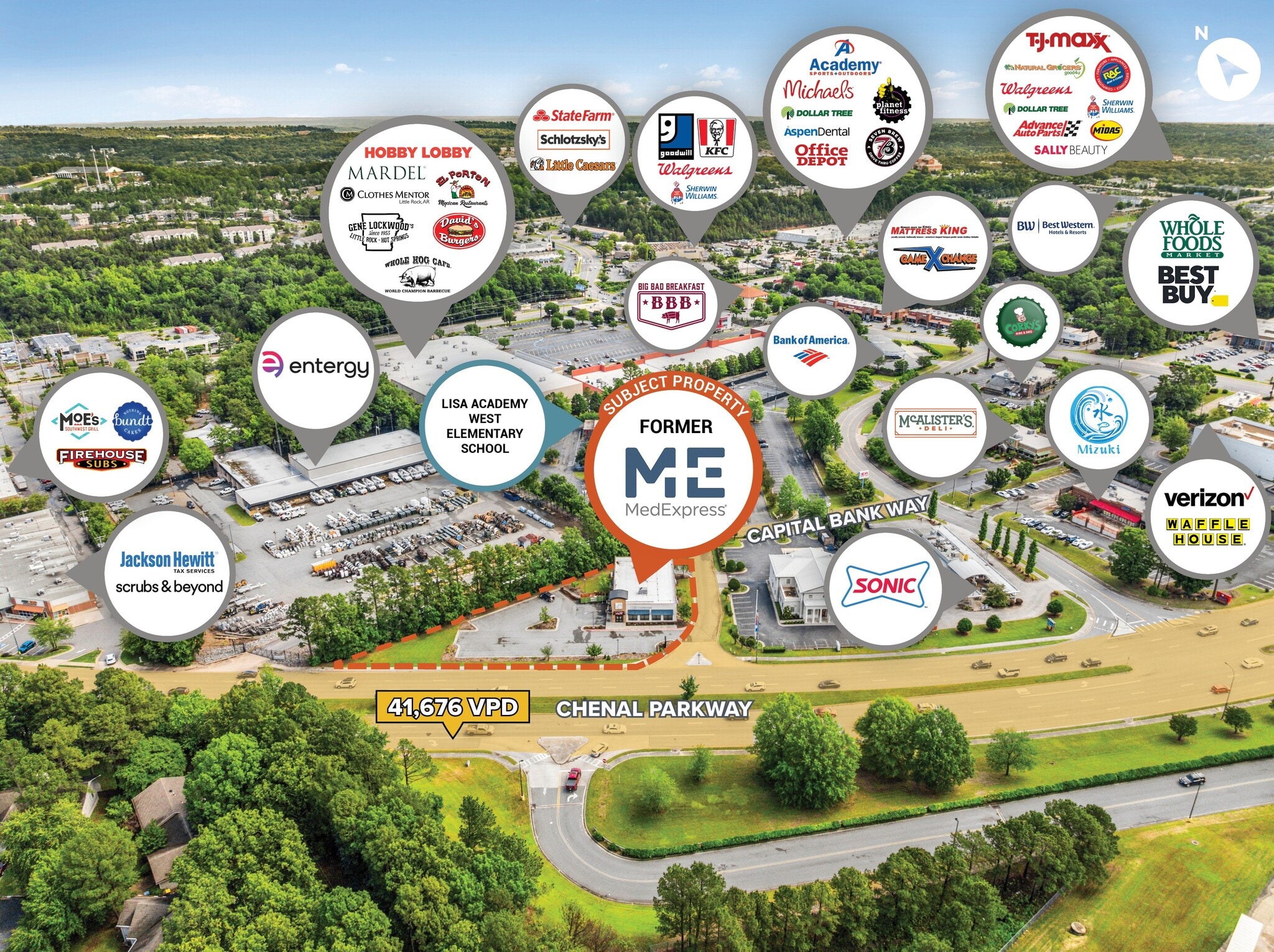 12300 Chenal Pky, Little Rock, AR for sale Aerial- Image 1 of 7