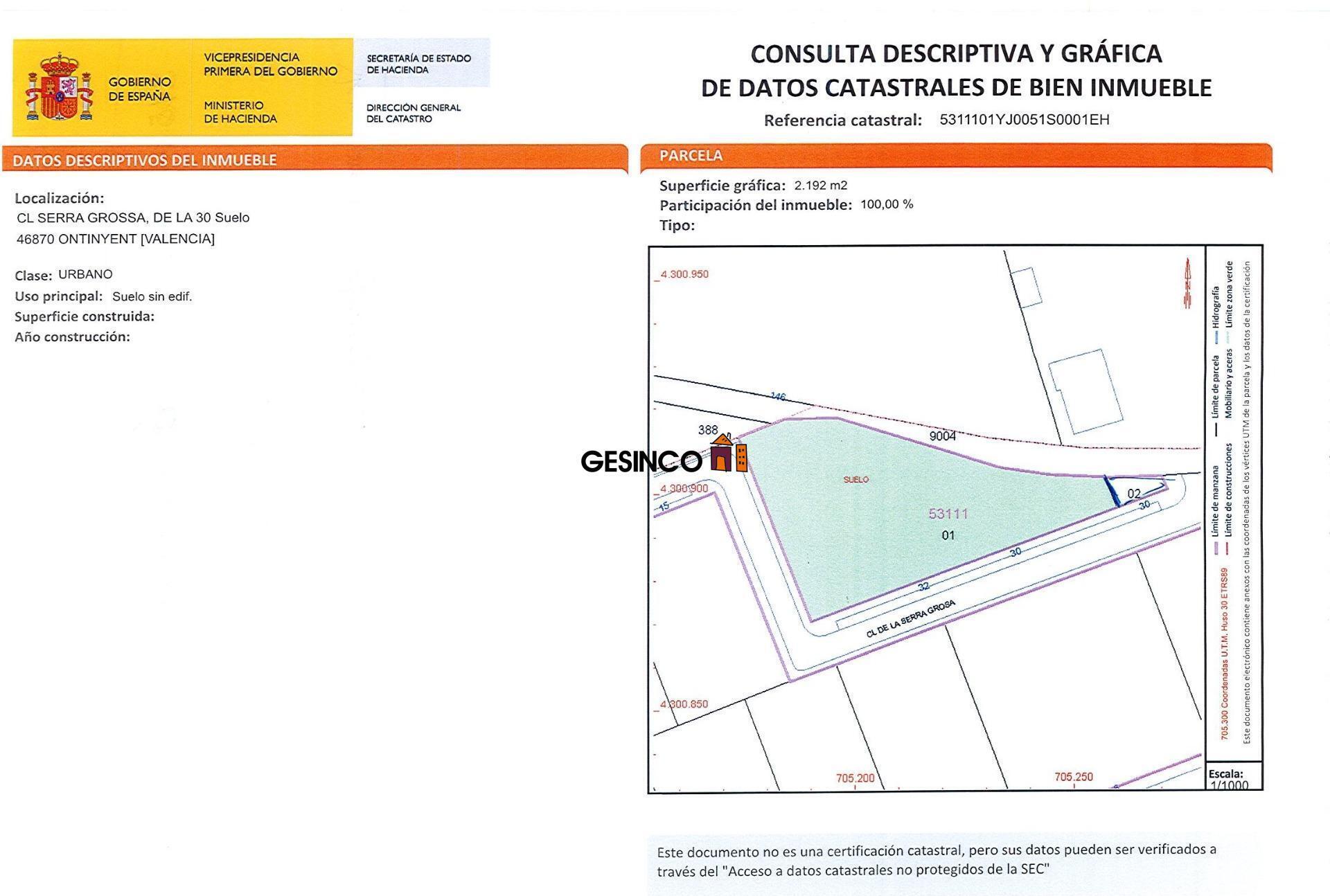 Land in de la Serra Grosa, Ontinyent, Urbanizacion, 30, VALÈNCIA for sale Site Plan- Image 1 of 2