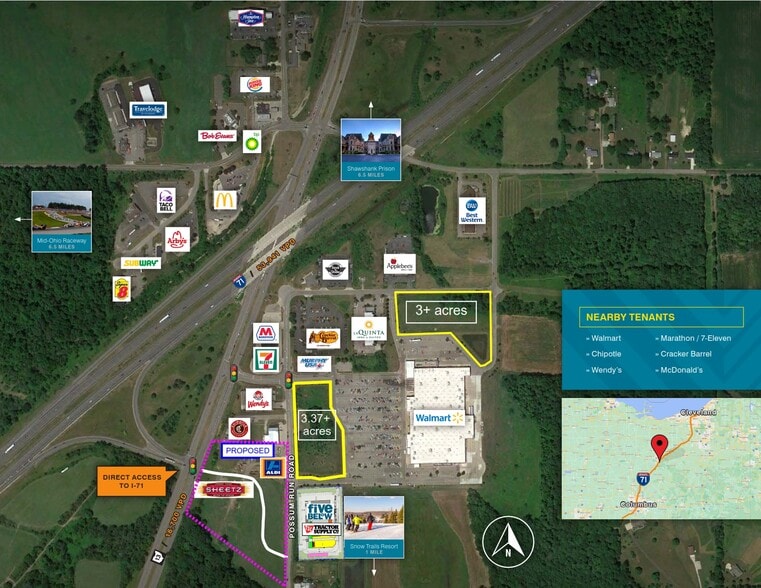 SR 13 & I-71, Mansfield, OH for lease - Aerial - Image 2 of 3