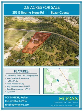 Plus de détails pour 25315 Boerne Stage Rd, San Antonio, TX - Terrain à vendre