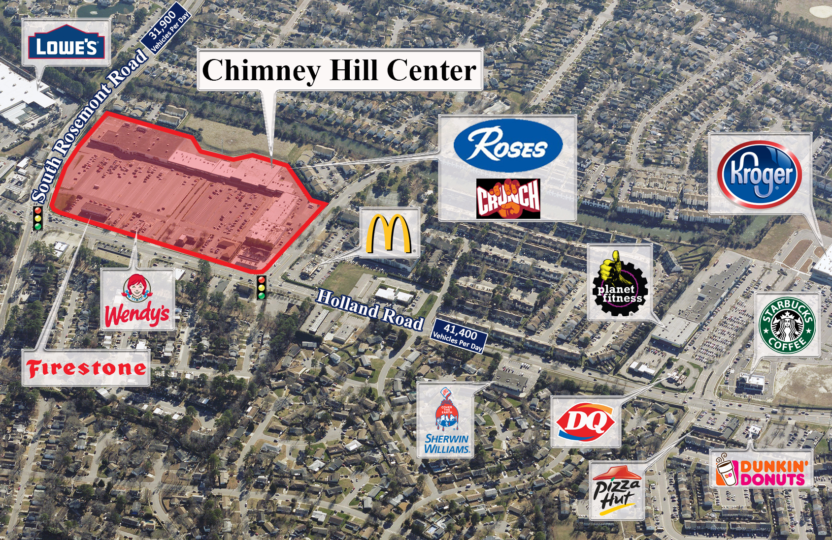 801-929 Chimney Hill Shopping Ctr, Virginia Beach, VA à louer Aérien- Image 1 de 3