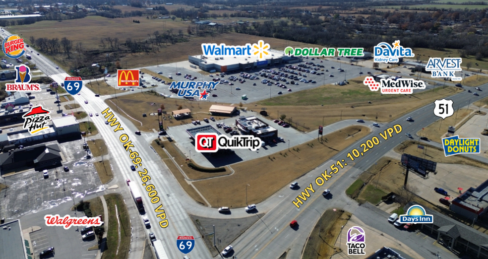 300 S Dewey Ave, Wagoner, OK for lease - Aerial - Image 2 of 2