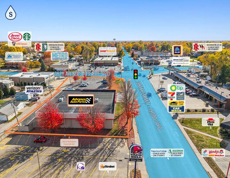 3813 18th Ave, Rock Island, IL à vendre - Aérien - Image 2 de 3