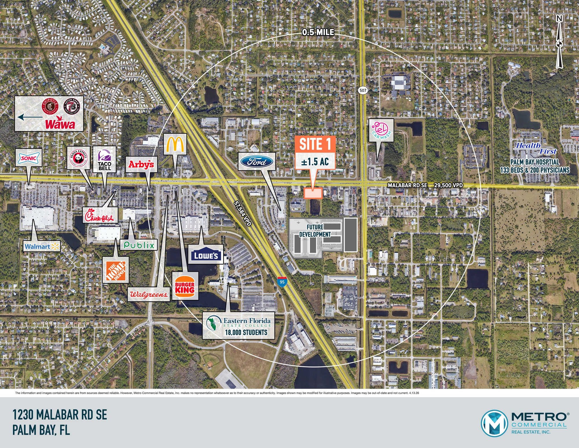 1230 Malabar Road, Palm Bay, FL for lease Aerial- Image 1 of 6