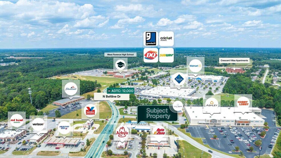 110 N Beltline Dr, Florence, SC à vendre - Aérien - Image 2 de 2