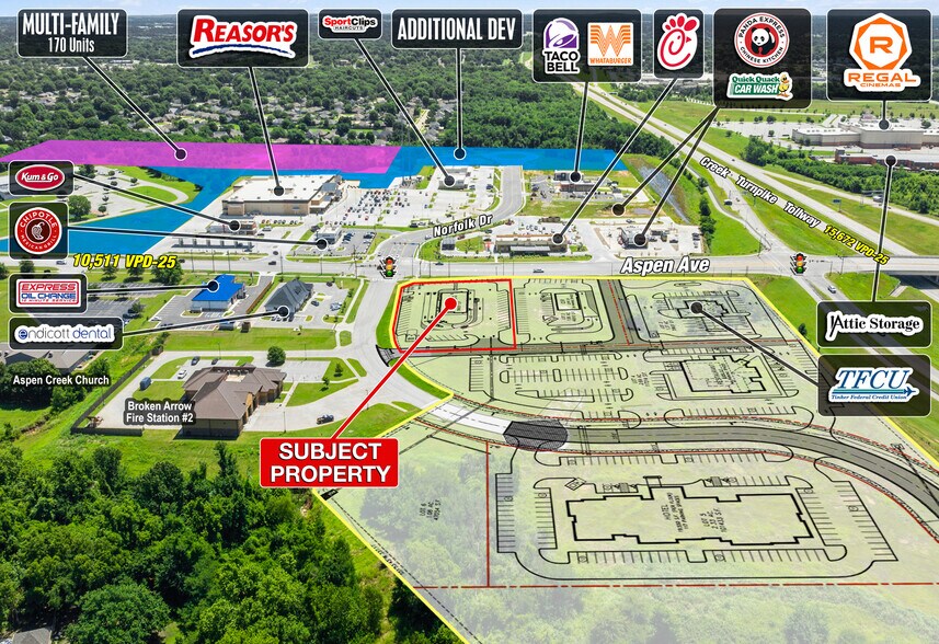 SWC S Aspen Ave & W Norfolk Dr., Broken Arrow, OK à vendre - Aérien - Image 3 de 4