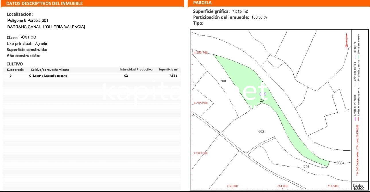 Terrain dans L'Olleria, Valencia à louer Plan de site- Image 1 de 3