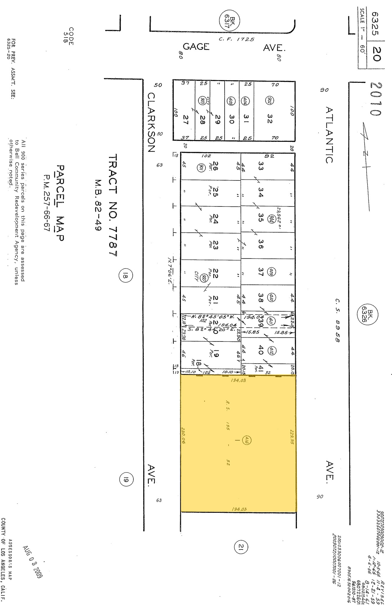 6607 S Atlantic Ave, Bell, CA for sale Plat Map- Image 1 of 1