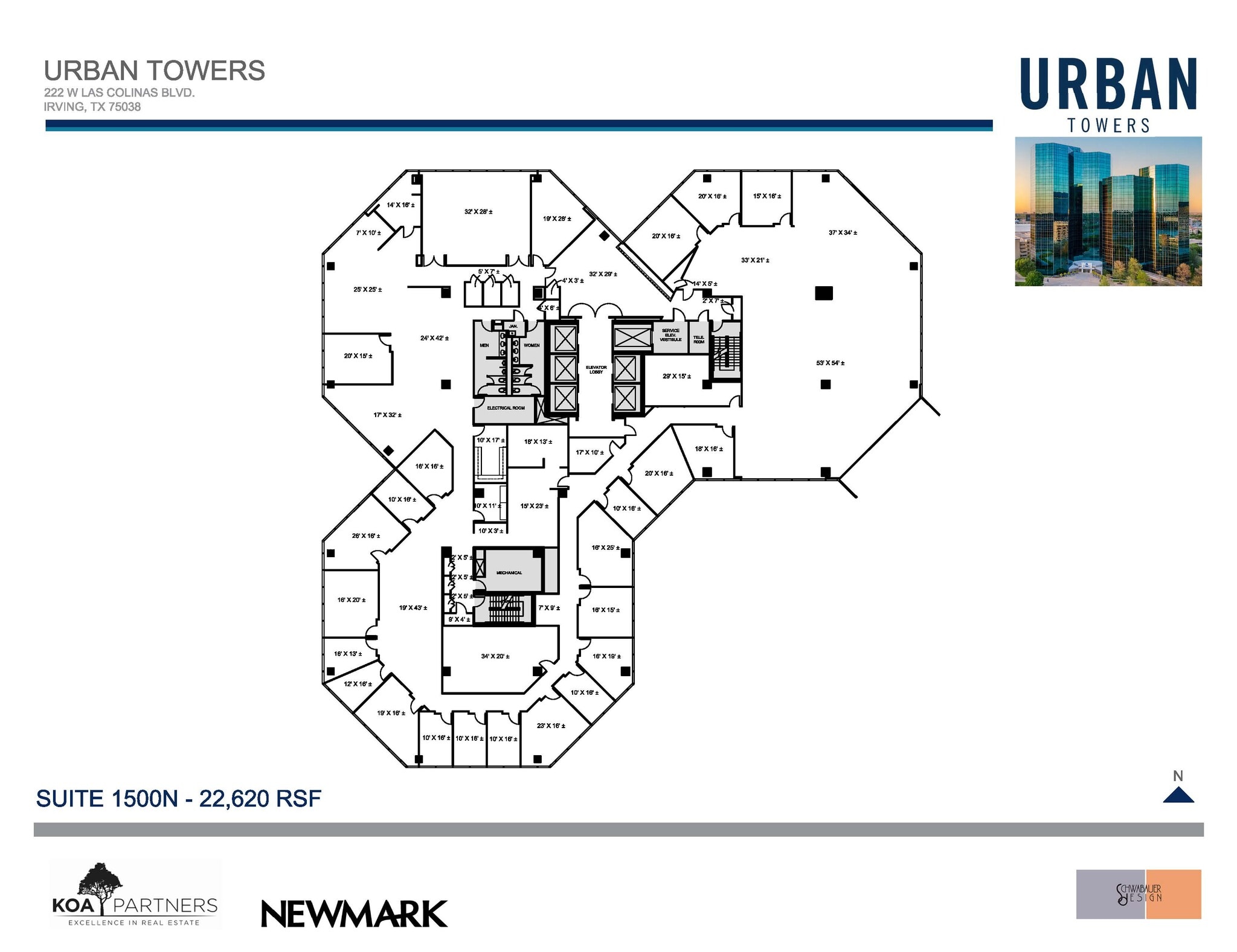 222 W Las Colinas Blvd, Irving, TX à louer Plan d’étage- Image 1 de 2