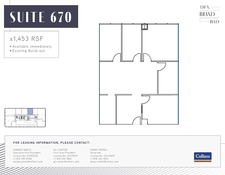 330 N Brand Blvd, Glendale, CA à louer Plan d’étage- Image 1 de 1