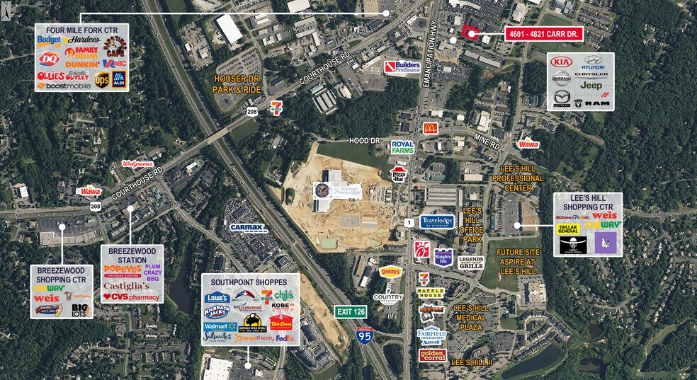 4601-4821 Carr Dr, Fredericksburg, VA à louer - Aérien - Image 2 de 2