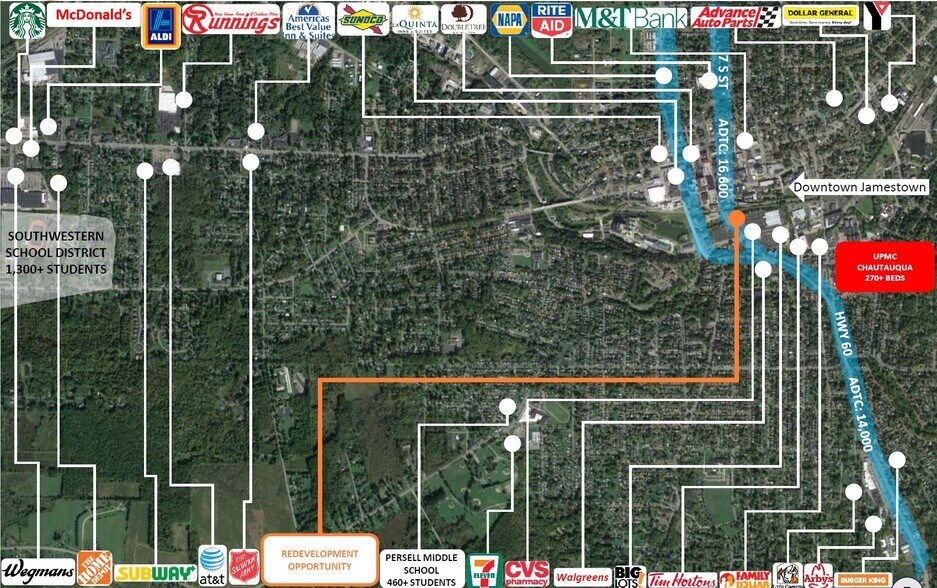 7 S Main St, Jamestown, NY for sale - Aerial - Image 2 of 2