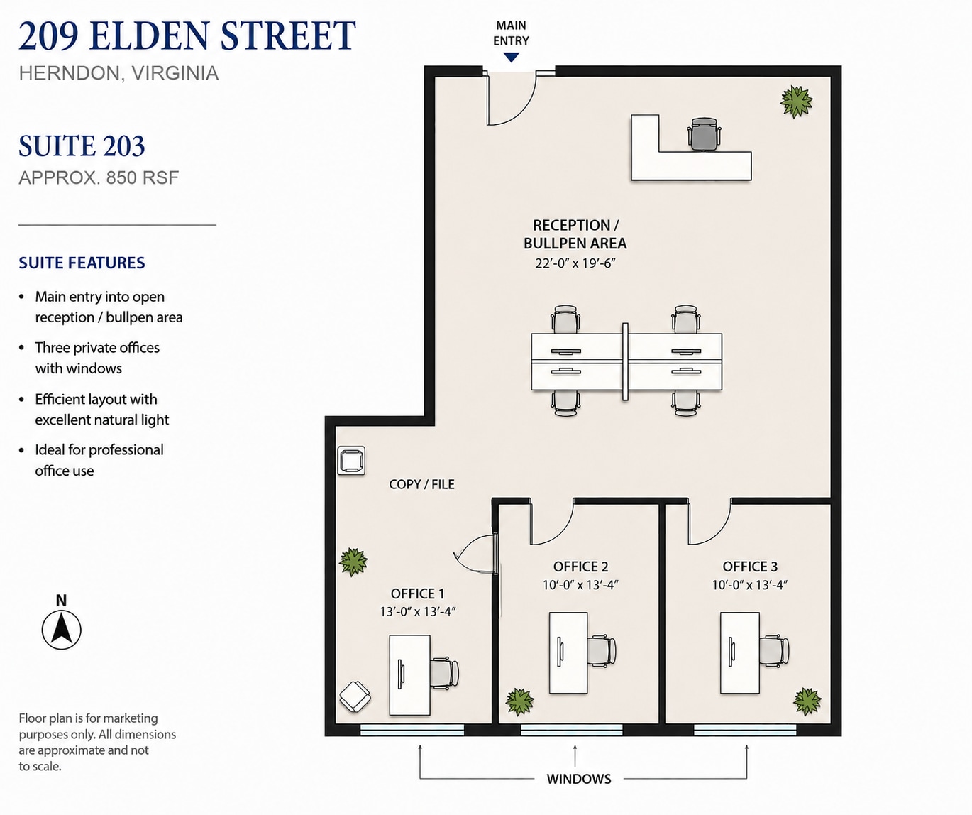 209 Elden St, Herndon, VA à louer Plan d’étage- Image 1 de 6