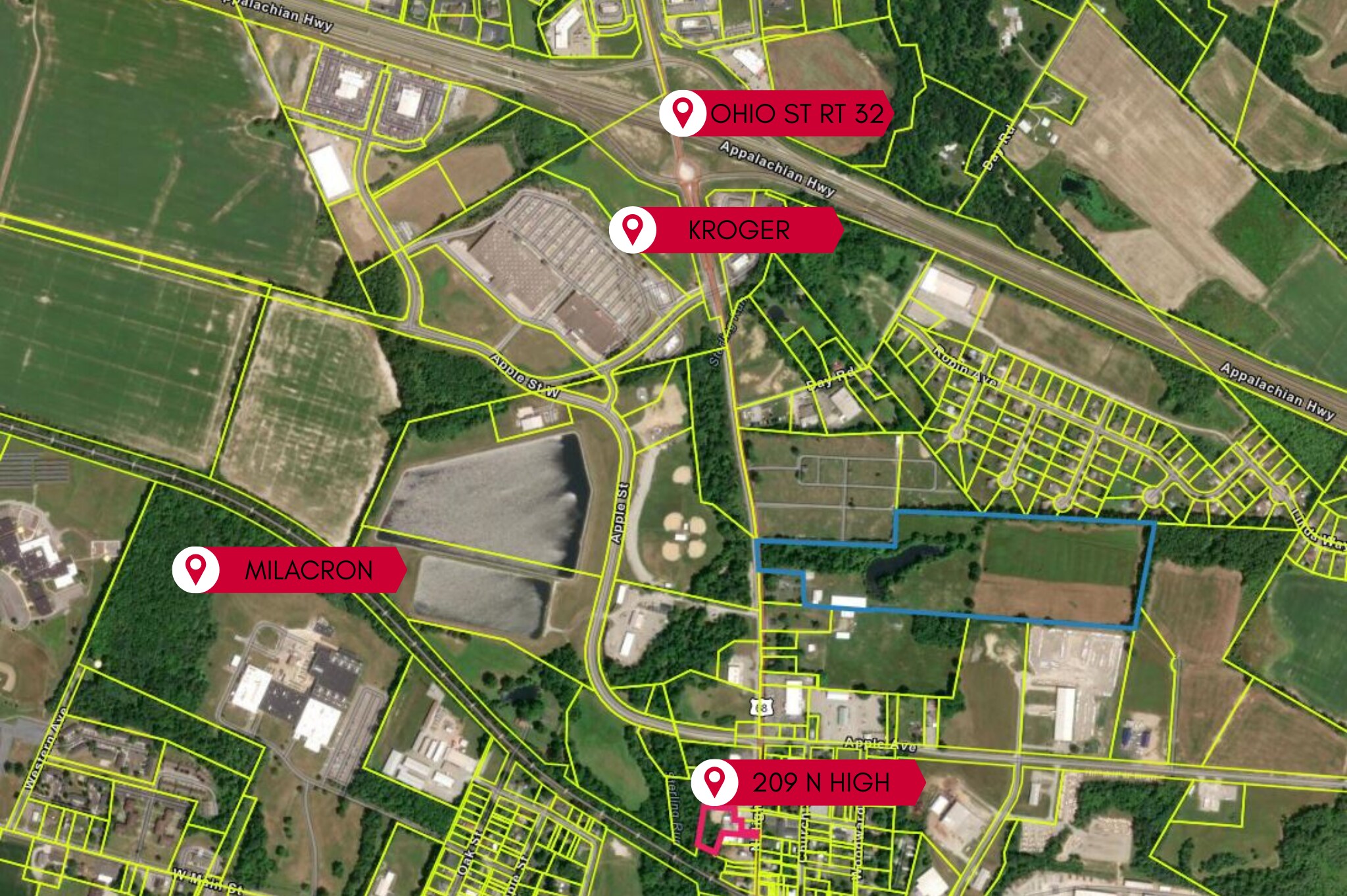 209 N High St, Mount Orab, OH à vendre Aérien- Image 1 de 7