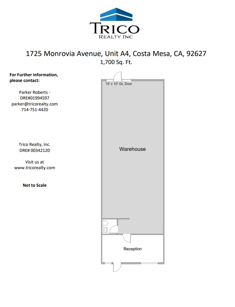 1725 Monrovia Ave, Costa Mesa, CA à louer Plan d’étage- Image 1 de 1