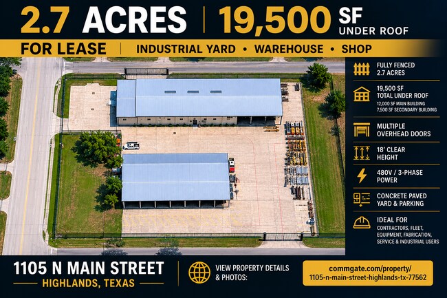 Plus de détails pour 1105 N Main St, Highlands, TX - Industriel à louer