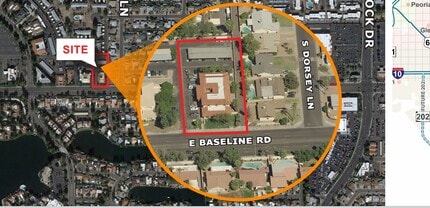 1250 E Baseline Rd, Tempe, AZ - Aerial  map view