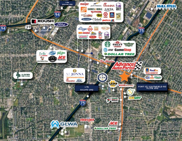 2230 Fort St, Lincoln Park, MI à vendre - Aérien - Image 2 de 7