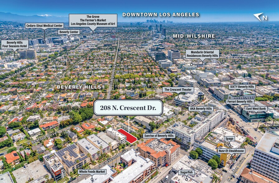 208 N Crescent Dr, Beverly Hills, CA à vendre - Aérien - Image 3 de 7