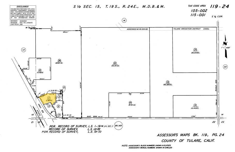 26442 N Highway 99, Tulare, CA à vendre - Plan cadastral - Image 1 de 1