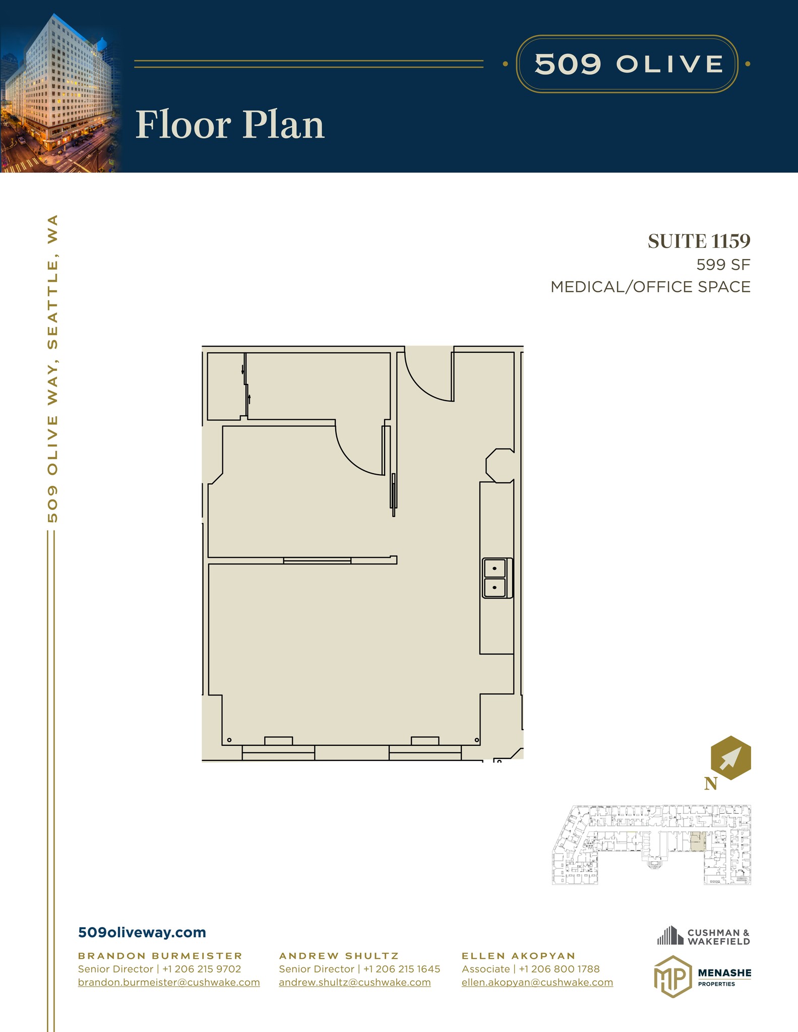 509 Olive Way, Seattle, WA à louer Plan de site- Image 1 de 1