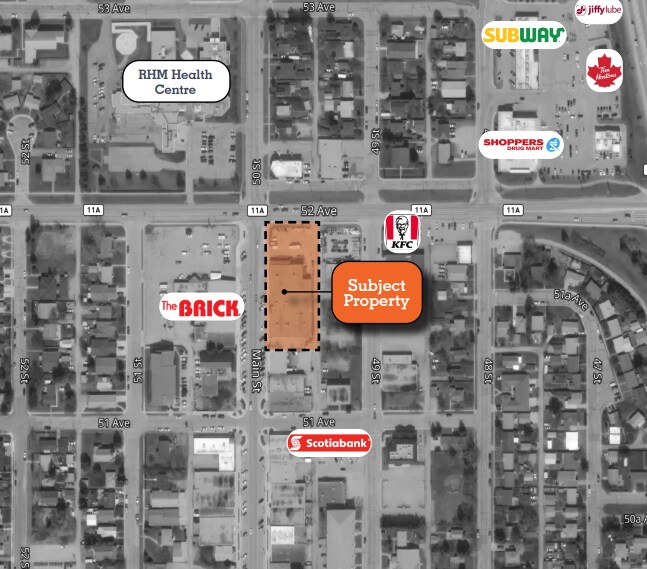 5127 50 St, Rocky Mountain House, AB for lease Aerial- Image 1 of 2