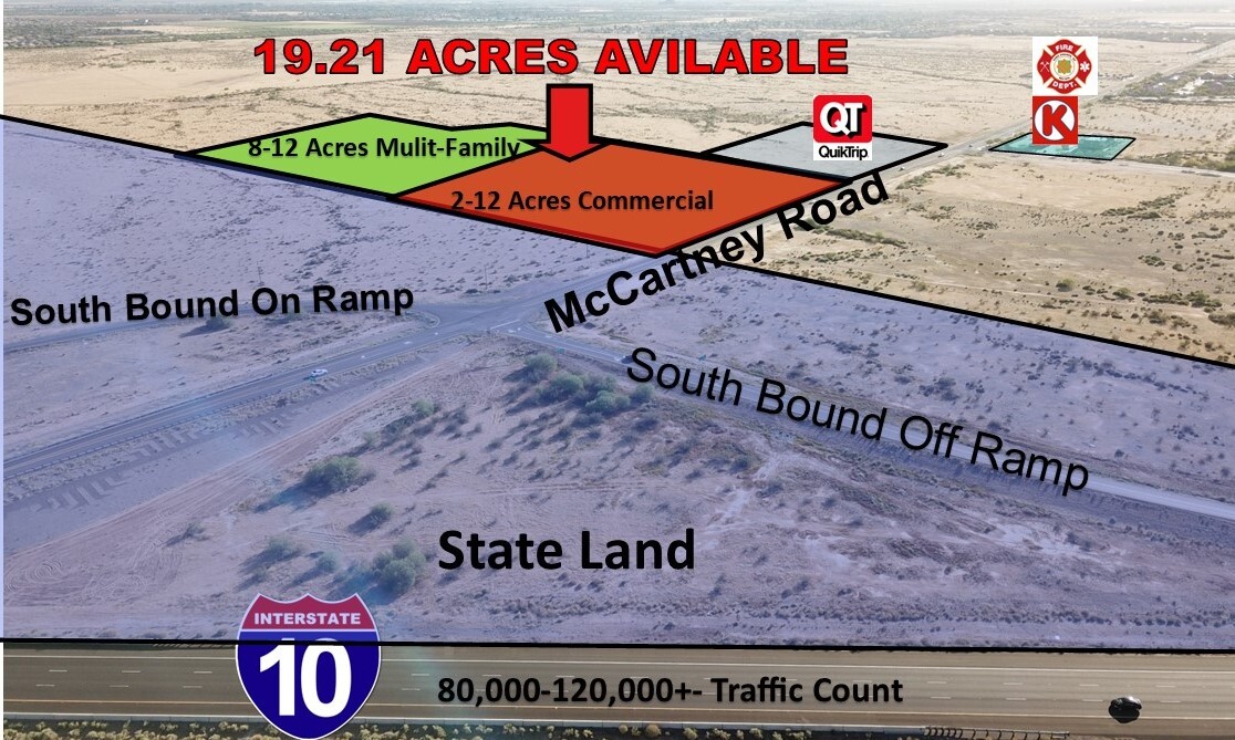 SWC McCartney Rd & I-10, Casa Grande, AZ for sale Aerial- Image 1 of 8