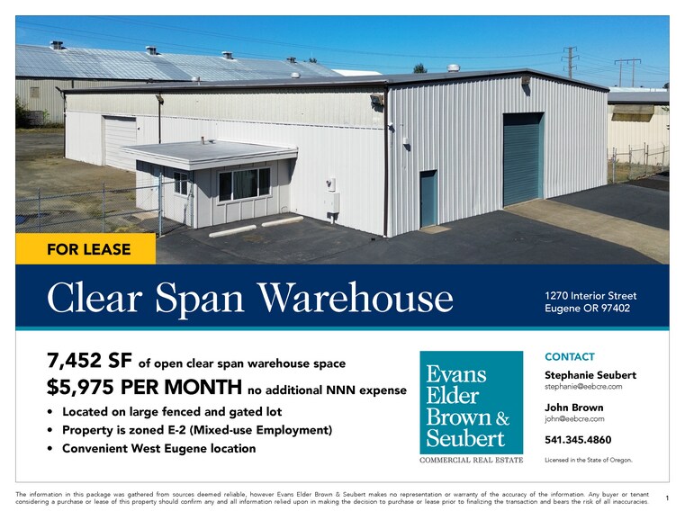 1270 Interior St, Eugene, OR à louer - Photo du bâtiment - Image 2 de 10