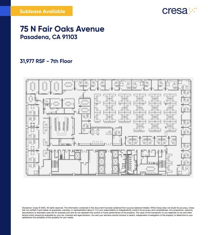 75 N Fair Oaks Ave, Pasadena, CA for lease Typical Floor Plan- Image 1 of 1