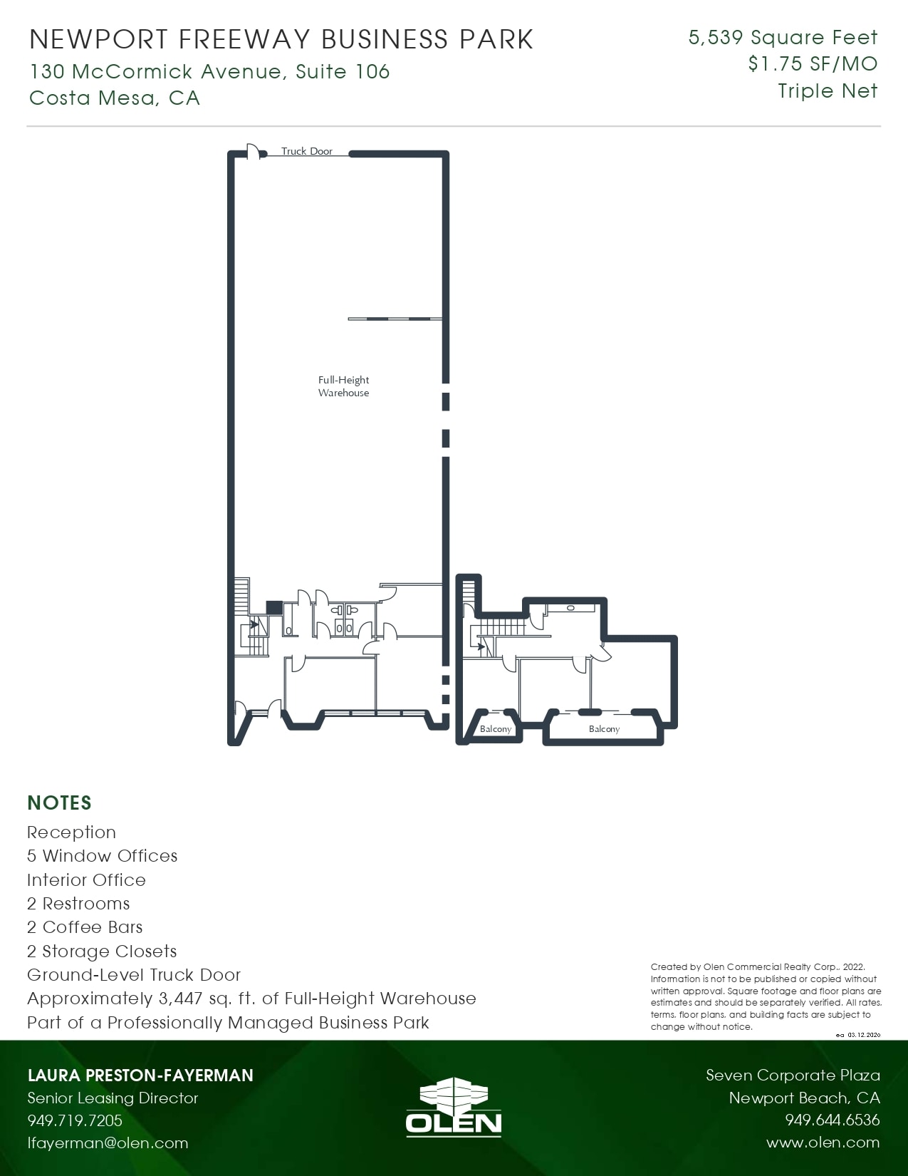 3176 Pullman St, Costa Mesa, CA à louer Plan d’étage- Image 1 de 1