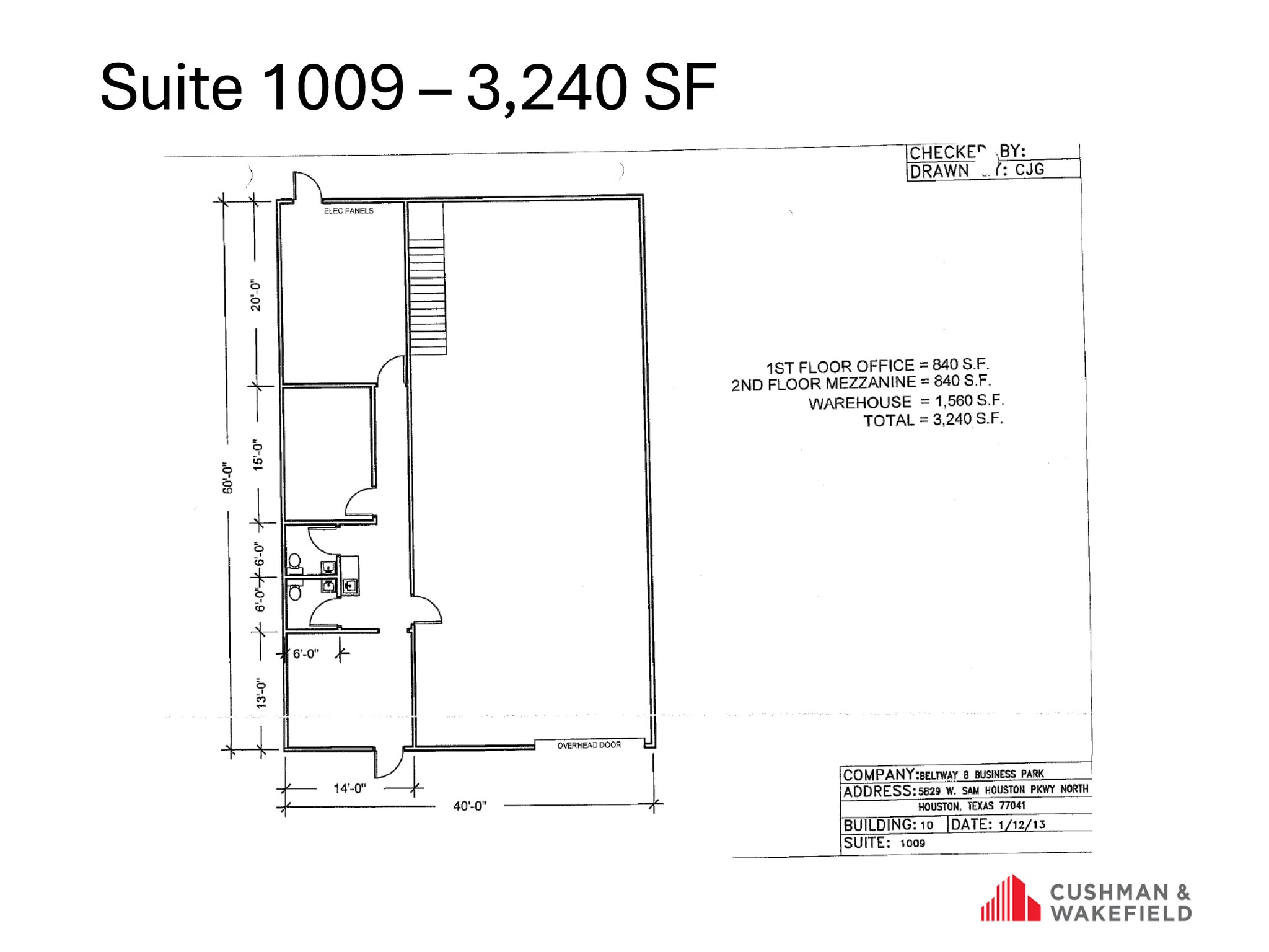 5829 W Sam Houston Pky N, Houston, TX à louer Plan d’étage- Image 1 de 1