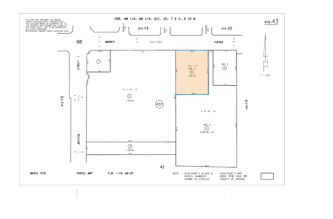 1120 W Warner Ave, Santa Ana, CA à louer Plan cadastral- Image 1 de 2