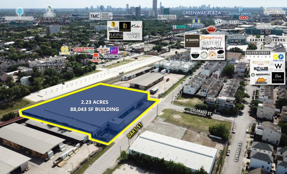 1615 Dart St, Houston, TX for lease - Aerial - Image 1 of 4
