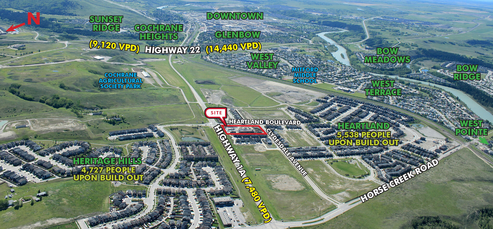 23 Heartland Blvd, Cochrane, AB for sale Aerial- Image 1 of 1