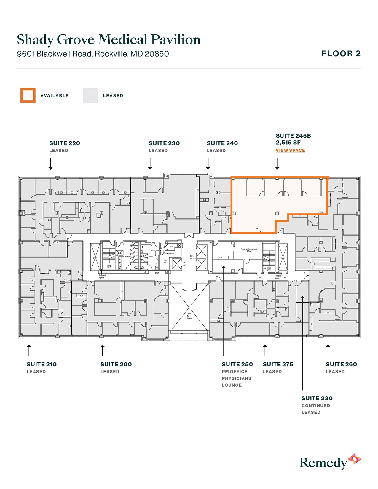 9601 Blackwell Rd, Rockville, MD à louer Plan d’étage- Image 1 de 4