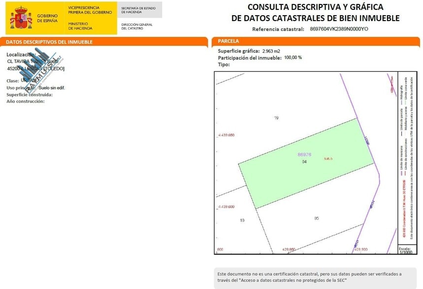 Polígono Veredilla III, 1108P, Illescas, Toledo à vendre - Plan cadastral - Image 3 de 5