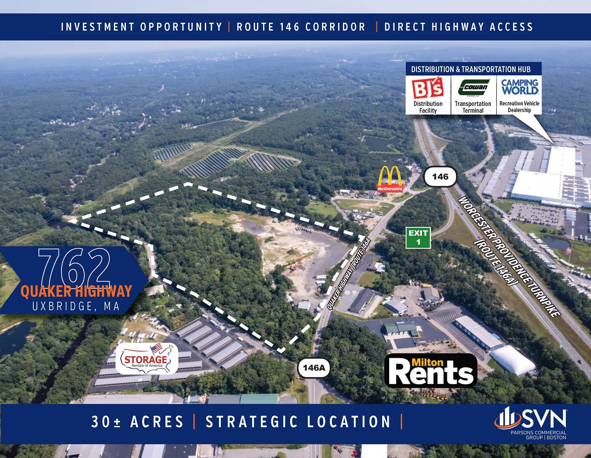 762 Quaker Hwy, Uxbridge, MA for sale Aerial- Image 1 of 5