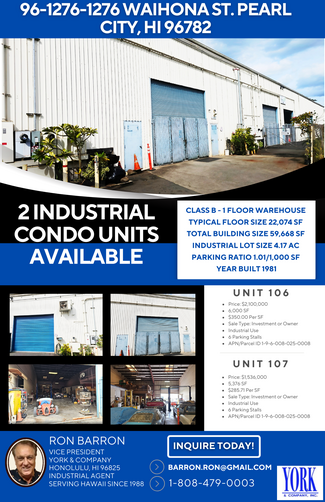 Plus de détails pour 96-1276-1276 Waihona St, Pearl City, HI - Industriel à vendre