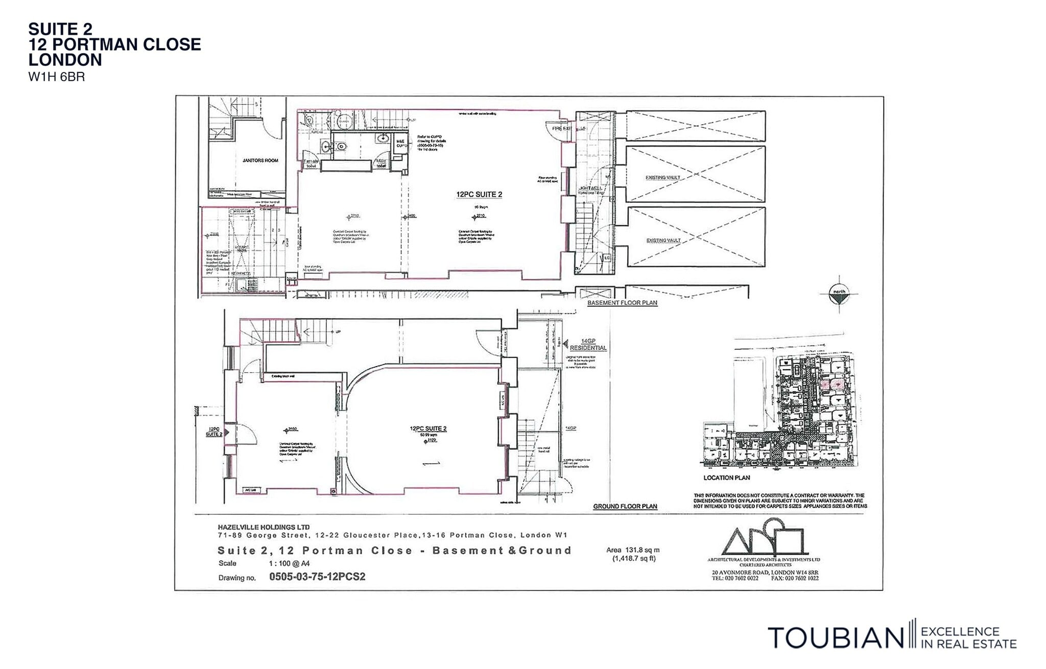 12 Portman Close, Londres à louer Plan d’étage- Image 1 de 1