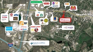 1201 Ferris Ave, Waxahachie, TX - Aérien Vue de la carte