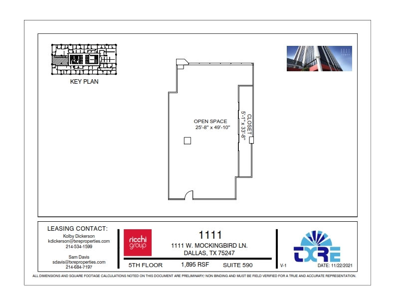 1111 W Mockingbird Ln, Dallas, TX à louer Plan d’étage- Image 1 de 1